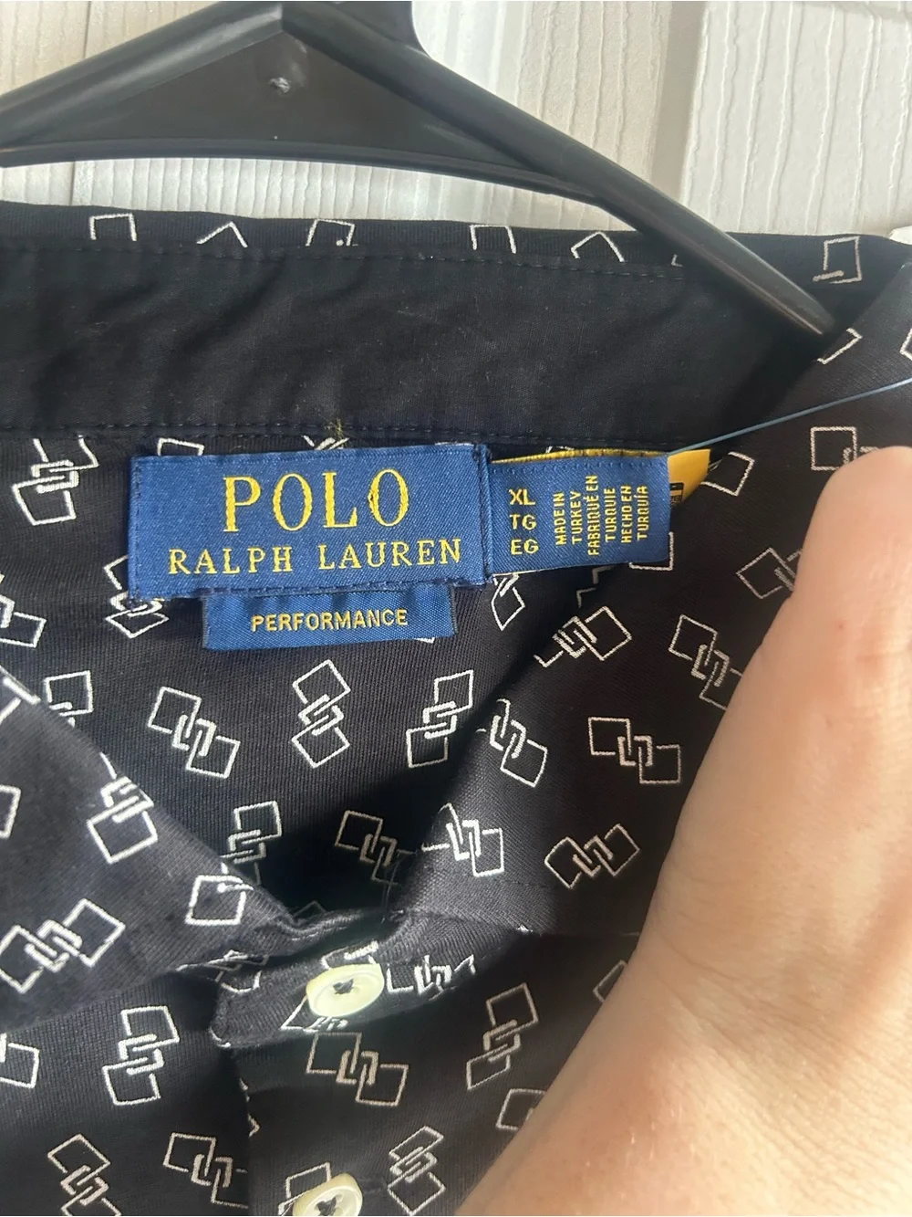 Polo Ralph Lauren Performance Polo – Black Geometric Print – Size XL – NWT